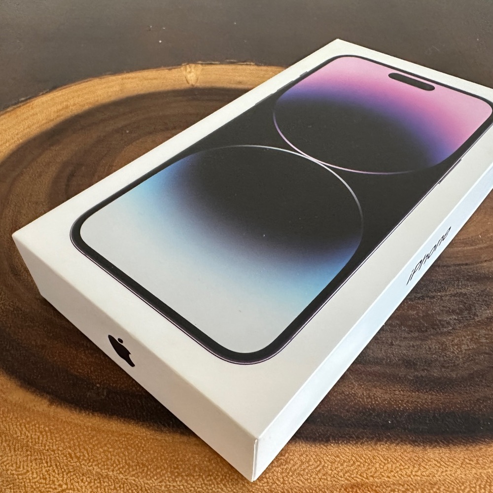 BOX ONLY for iPhone 14 Pro Max in Deep Purple 256Gb w/papers and sticker inside